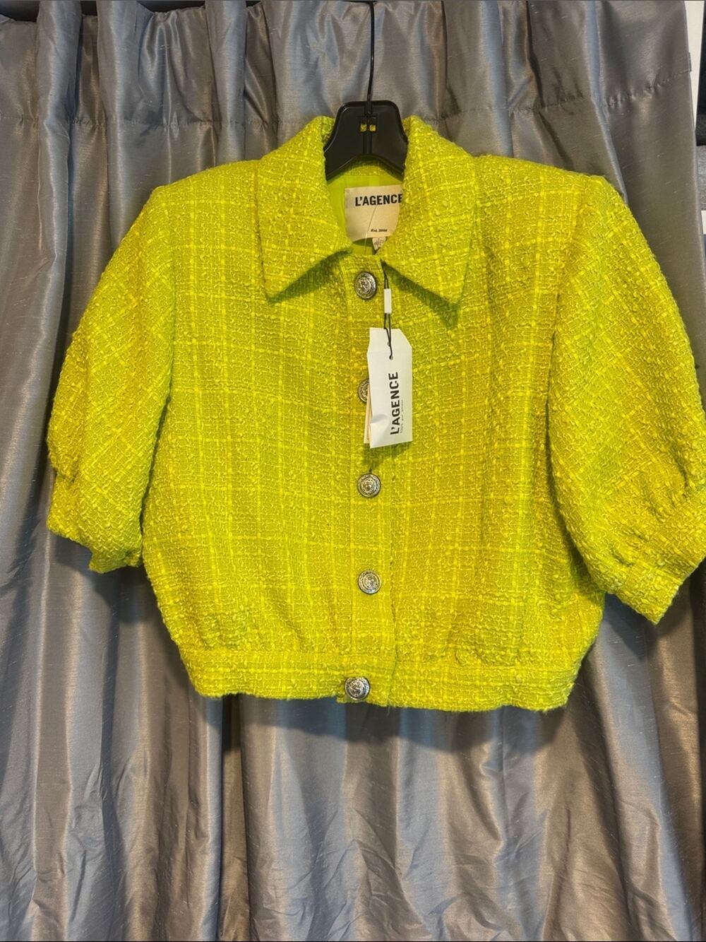 L'AGENCE Chartreuse Cove Cropped Tweed Jacket size 4 NWT
